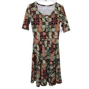 NEW Lularioe Nicole Dress Multicolor Women Size M Stretch Fit and Flare Pullover